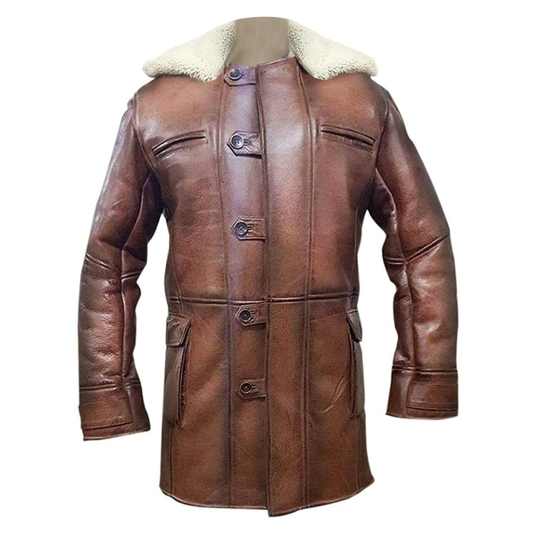 Aviator B3 Brown Faux Shearling Bomber Genuine Sheepskin Leather Coat For Men